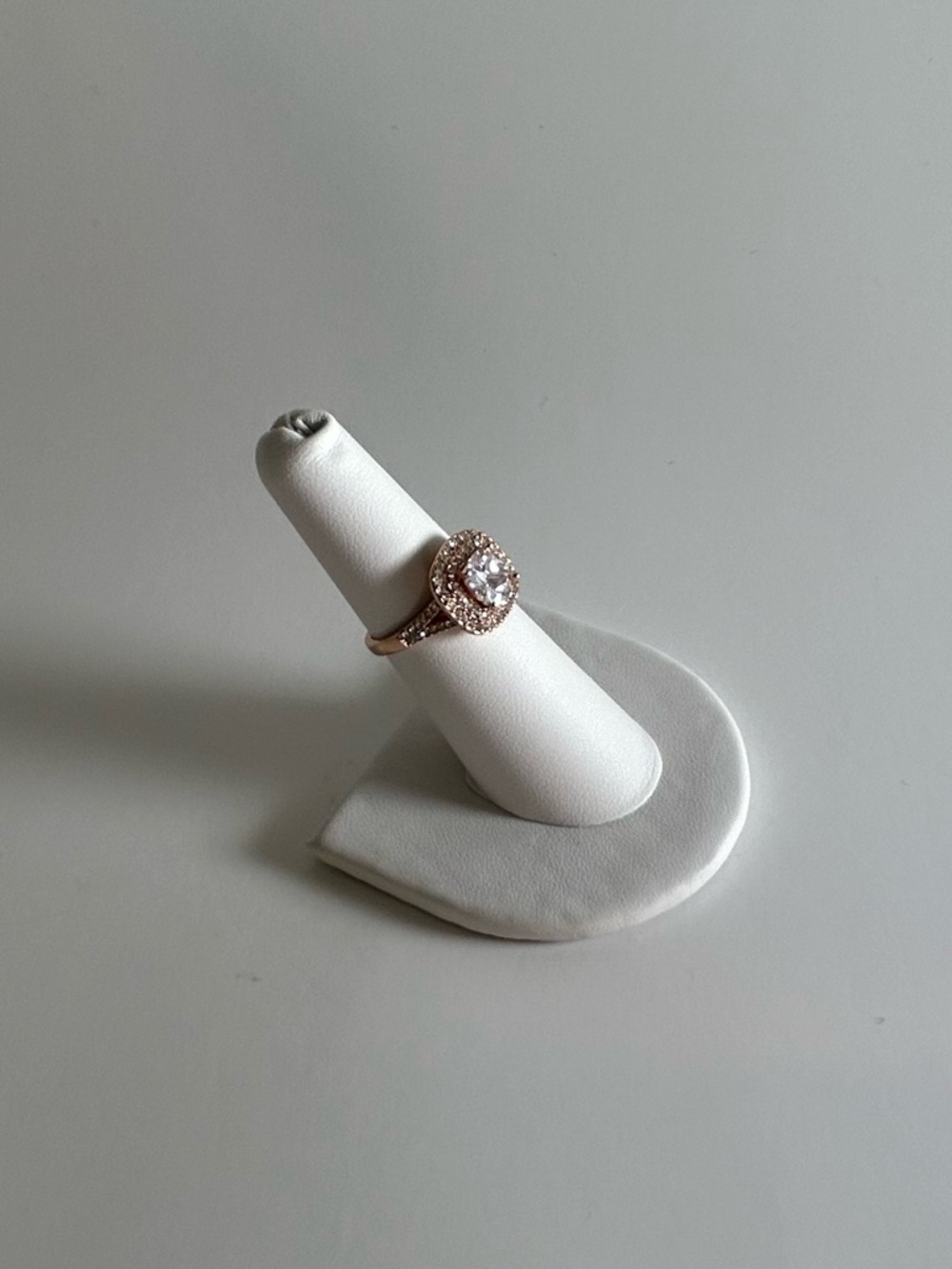 Rose Gold Halo Ring with Center Stone Size 7